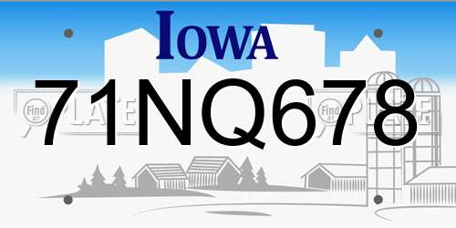 71NQ678 Iowa License Plate