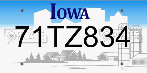 71TZ834 Iowa License Plate