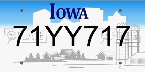71YY717 Iowa License Plate