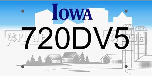 720DV5 Iowa License Plate