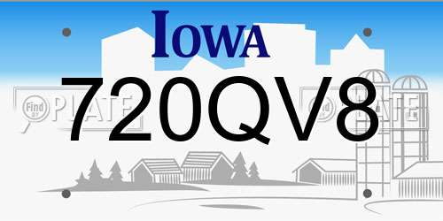 720QV8 Iowa License Plate