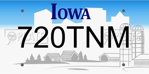 720TNM Iowa License Plate
