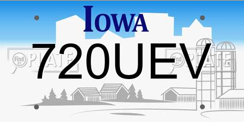 720UEV Iowa License Plate