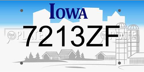 7213ZF Iowa License Plate
