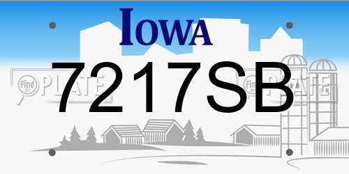 7217SB Iowa License Plate