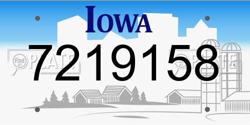7219158 Iowa License Plate