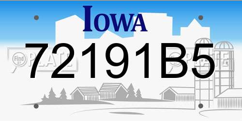 72191B5 Iowa License Plate