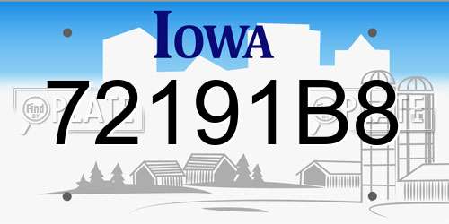 72191B8 Iowa License Plate