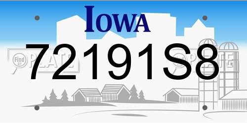 72191S8 Iowa License Plate