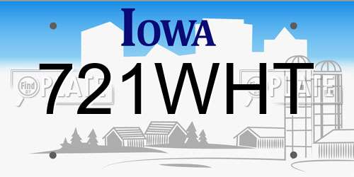 721WHT Iowa License Plate