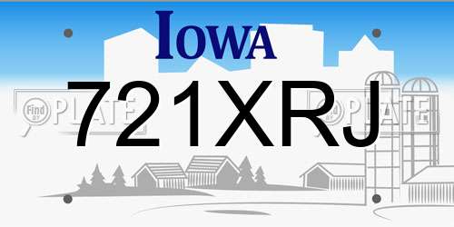 721XRJ Iowa License Plate