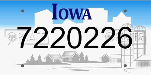 7220226 Iowa License Plate
