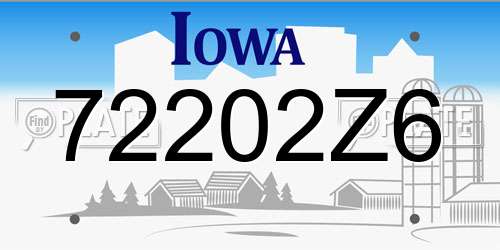 72202Z6 Iowa License Plate