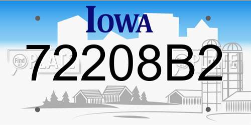 72208B2 Iowa License Plate