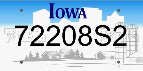 72208S2 Iowa License Plate