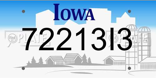 72213I3 Iowa License Plate