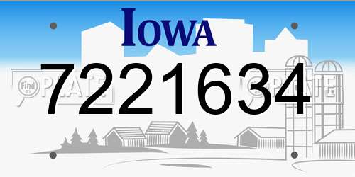 7221634 Iowa License Plate