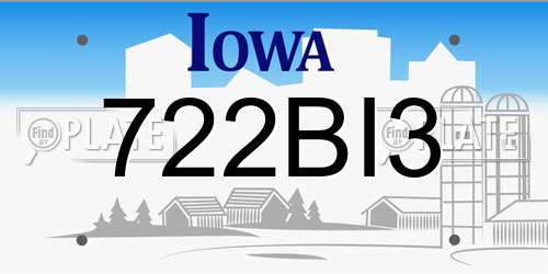 722BI3 Iowa License Plate