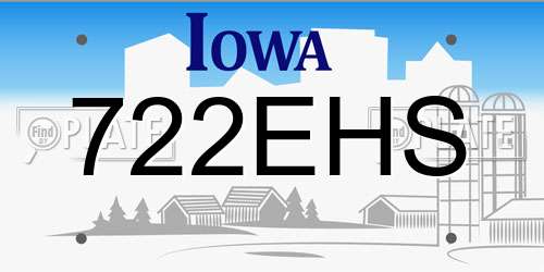 722EHS Iowa License Plate