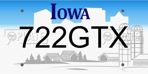 722GTX Iowa License Plate