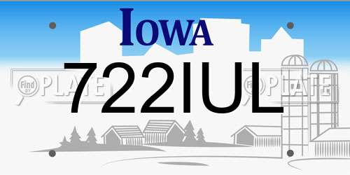 722IUL Iowa License Plate