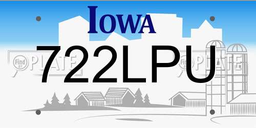 722LPU Iowa License Plate