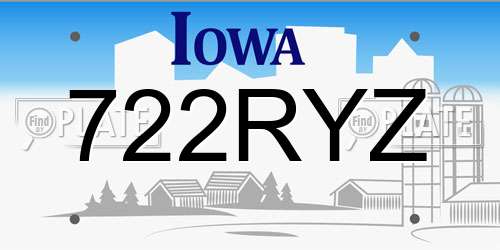 722RYZ Iowa License Plate