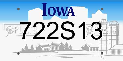 722S13 Iowa License Plate