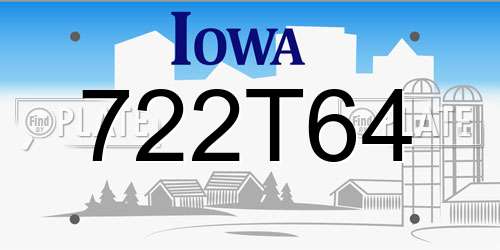722T64 Iowa License Plate