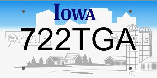 722TGA Iowa License Plate