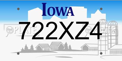 722XZ4 Iowa License Plate