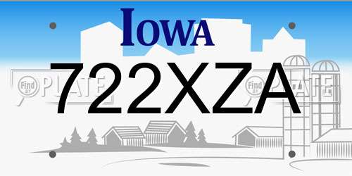 722XZA Iowa License Plate
