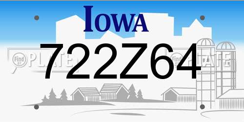 722Z64 Iowa License Plate