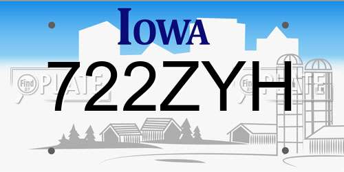 722ZYH Iowa License Plate