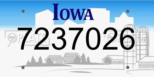 7237026 Iowa License Plate