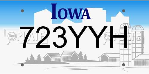 723YYH Iowa License Plate