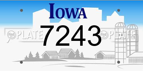 7243 Iowa License Plate