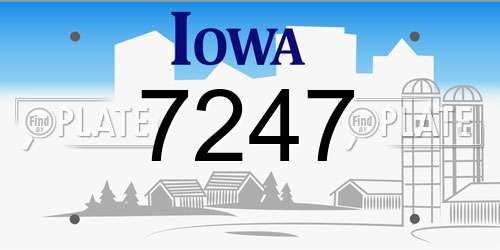 7247 Iowa License Plate