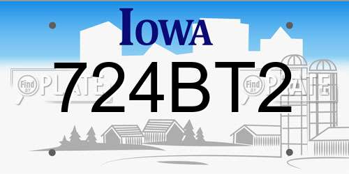 724BT2 Iowa License Plate