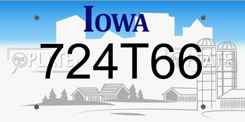 724T66 Iowa License Plate