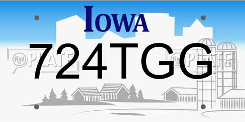 724TGG Iowa License Plate