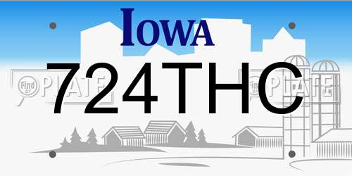 724THC Iowa License Plate