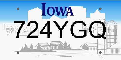 724YGQ Iowa License Plate