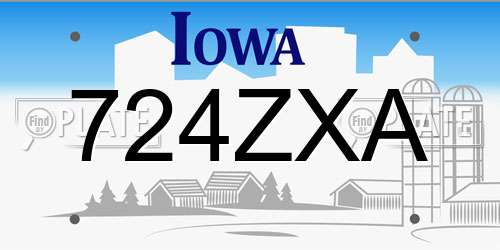 724ZXA Iowa License Plate