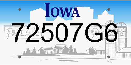 72507G6 Iowa License Plate