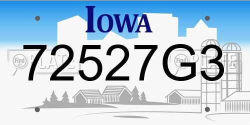 72527G3 Iowa License Plate