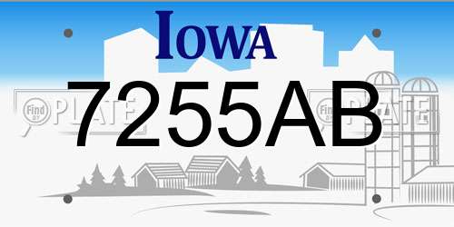 7255AB Iowa License Plate