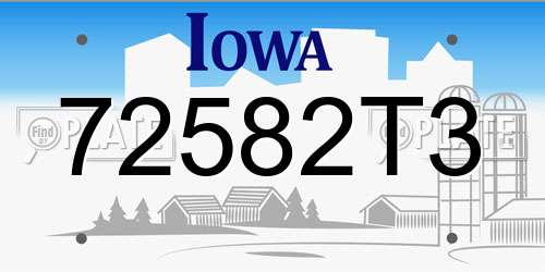 72582T3 Iowa License Plate