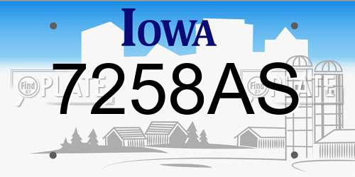 7258AS Iowa License Plate
