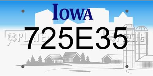 725E35 Iowa License Plate